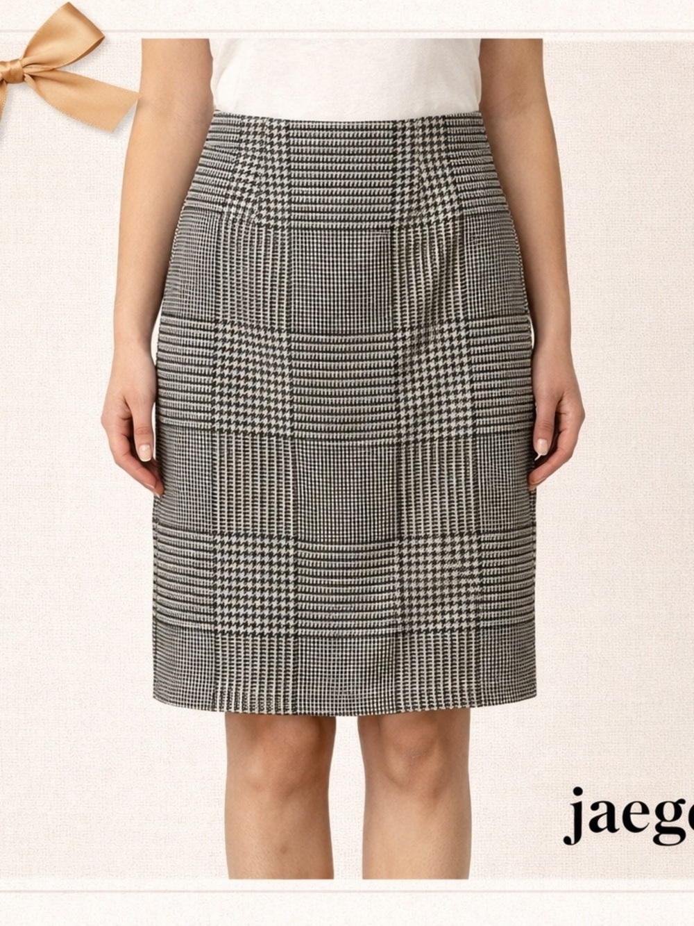 Jaeger Wool Houndstooth Plaid Skirt Made in Germany EU 38 / US 6 – 22” Length